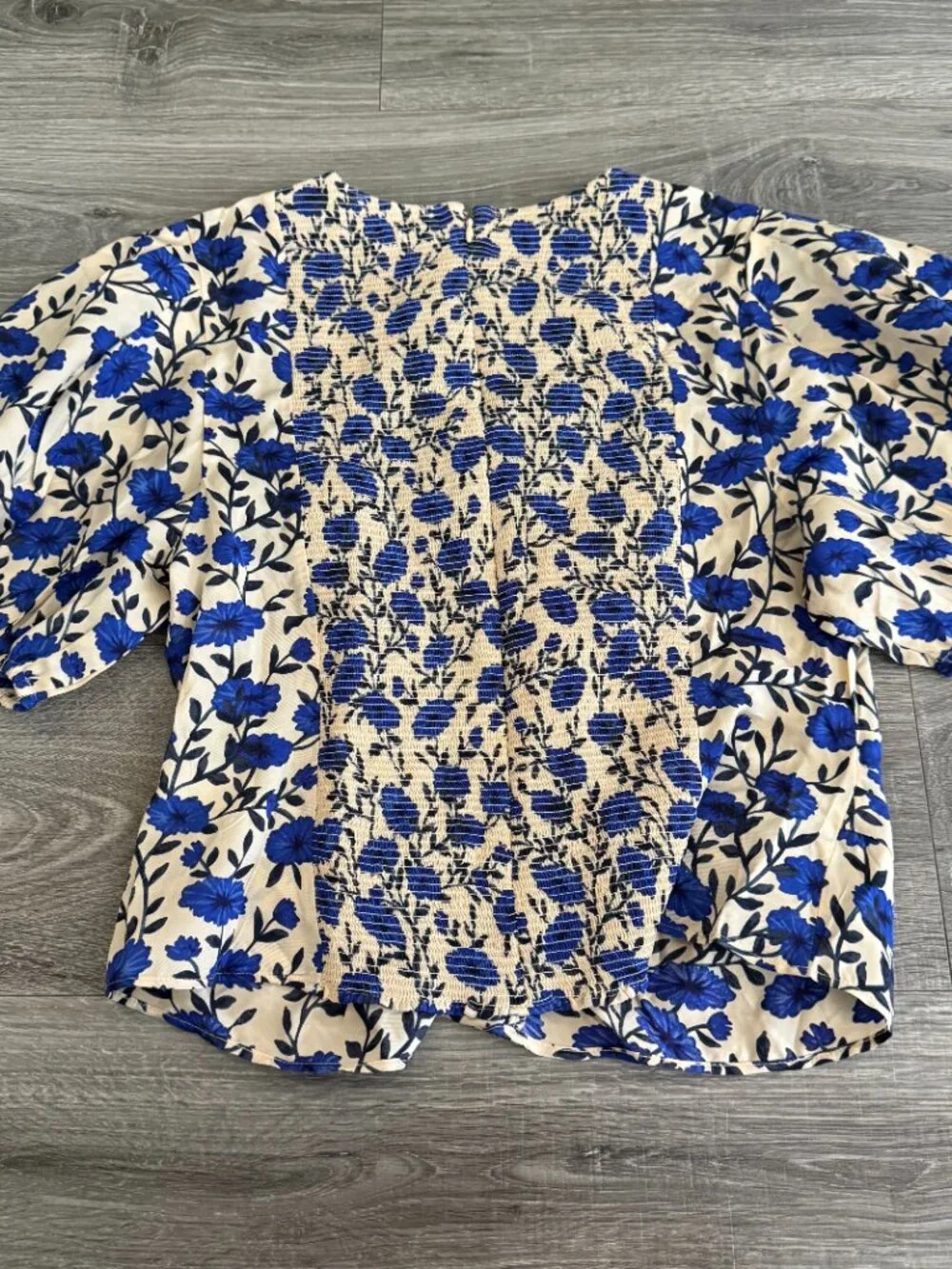 NWT J. Crew Blue Floral Veranda Puff Sleeves Size 14